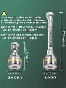 Uniwersalna obrotowa dysza natryskowa do kranu, precyzyjna mosiężna dysza natryskowa wysokociśnieniowa z wężem przedłużającym zapobiegającym rozpryskiwaniu, gwint obrotowy, uszczelka, odpowiednia do zlewu balkonowego, baterii łazienkowych i kuchennych, przedłużacz do kranu zapobiegający rozpryskiwaniu w kamperach, zlew, akcesoria do baterii łazienkowych w kamperach i kuchni komercyjnych, urządzenie oszczędzające wodę, idealny wybór na prezent - Wielokolorowe - Zobacz 4