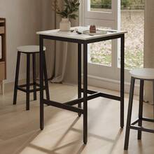 Bar Table, Tall Kitchen Table For Breakfast, Dining Room Table - Vintage White and Black - View 2