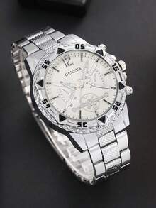 6pcs Men's Quartz Watch Set, Minimalist Style, Round Alloy Case, Business Alloy Strap, Elegant Gift Set - Multicolor - View 4