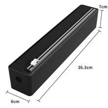 1 cái hộp đựng màng bọc thực phẩm kiêm dao cắt, giá đỡ cuộn màng bọc thực phẩm bằng nhựa - Dao cắt đa năng bằng nhựa dùng cho màng bọc thực phẩm, giấy nướng và giấy bạc - Vật dụng nhà bếp thiết yếu, dùng để bảo quản và lưu trữ thực phẩm, thích hợp làm quà tặng Giáng sinh, Năm mới, Đám cưới, Sinh nhật, phụ kiện nhà bếp, trang trí nhà bếp, trang trí phòng và trang trí nhà cửa. - màu đen - Xem 2