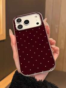 GIIPPA 1pc Burgundy Polka Dot Print Design Phone 17 Pro Max Case, Fits 16 Pro Max, 15 Pro Max, 14 Pro Max, Korean Stylish & Interesting Phone Case, Compatible With 11/12/13/14/15/16 Pro Max Plus, Elegant Design Suitable For Both Men And Women, Ideal Gift For Girlfriend On Christmas, Valentine's Day, Easter, Wedding Season And Birthday - Burgundy - View 4