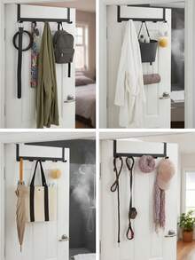 5-Hook Metal Wall Mounted Over The Door Hanger Rack, Space Saving Towel, Clothes And Accessory Storage Organizer - Suitable For Kitchen, Bathroom And Bedroom, Bathroom Towel Rack - Multicolor - View 8