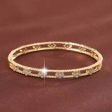 1pc Hollow Plum Blossom Shaped Artificial Zirconia Inlaid Women Fashion Bracelet - Multicolor - View 9