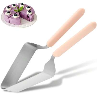 1/2件装蛋糕切割器，不锈钢蛋糕刀和双柄铲，可调节蛋糕切片器，适用于蛋糕、馅饼（颜色：粉色）