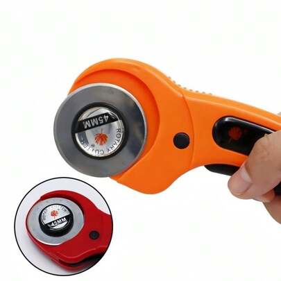 Cortador Rotativo de Tecido 45mm Cabo Ergonômico Emborrachado, Couro e Artesanato - Qiu Presentes