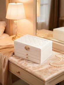 1pc 3-Tier Jewelry Storage Box, Watch Organizer, Earring Holder, Necklace Display, Bracelet Tray, Ring Storage, Large Capacity 3-Layer Jewelry Box With Lock - Kotak perhiasan - View 17