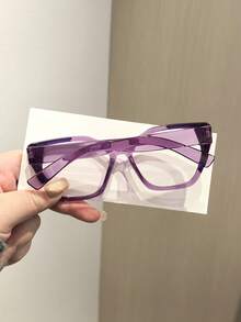 1 PC Women's Polycarbonate Bohemian Retro Color-Blocked Cat-Eye Glasses Frame For Office Work And Daily Reading With Glasses Box - 彩色 - 查看 4