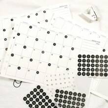 12 Sheets Black And White Round Number Sticker, Year Round Date Monthly Plan Round Sticker, Digital Sticker, Planner Accessories - Black and White - View 5