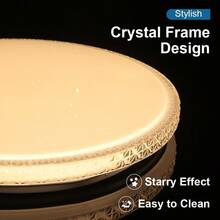 1pc Large Size Modern LED Ceiling Light With Remote Control, Recessed Ceiling Light, Crystal Outer Ring, 70W-50CM/50W-40CM, 220V, 5000+ Lumens, 3-Color Adjustable Ceiling Light (Warm/Neutral/Cool White), Dimmable, Night Light Mode, Suitable For Living Room, Bedroom, Kitchen - Large Ceiling Light With Remote Control - View 3
