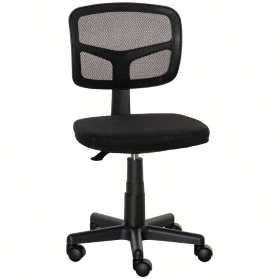 Ergonomic Office Chair, Height-Adjustable Swivel Chair, Space-Saving, Black - 黑色 - 查看 1