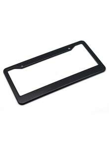 1pc Black Aluminum Alloy License Plate Frame, Suitable For License Plate Protection - Solid Color - View 4