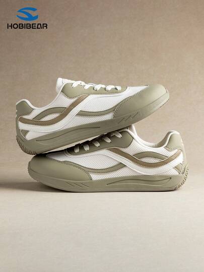HOBIBEAR 新款休闲运动鞋，复古系带平底舒适步行鞋，轻便简约健身鞋，适合学生，四季皆宜