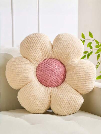花卉装饰抱枕，柔软可爱的雏菊造型靠垫，采用仿兔毛材质，适合春季卧室装饰、沙发点缀、床上用品及其他家居装饰。