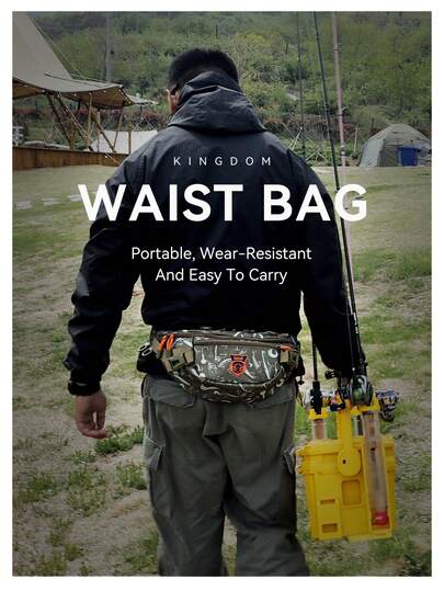  KINGDOM Outdoor Multifunctional Fishing Backpack, Large Capacity Chest Bag, Crossbody Bag, And Waist Bag, Use Durable Nylon With Adjustable Shoulder Straps And Waist Belt, Suitable For Fishing, Cycling, Camping, Travel