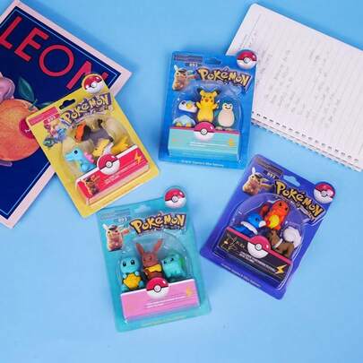 1 caja de borradores de 3D de Pocket Monster, juego de borradores mágicos como premios y regalos para estudiantes, borradores desmontables (estilo aleatorio)