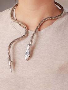 1pc Exaggerated Multi-Function Body Chain, Snake Wrapped Necklace, Y-Shaped Necklace, Wrapped Bracelet, Adjustable Unique Body Chain - Silver - View 6