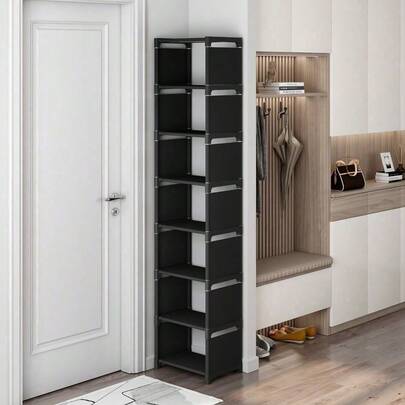 1 Peça Organizador de Sapatos Ultradelgado com 8 Níveis, Metal e Plástico, Autoportante com Capa à Prova de Poeira, Armazenamento de Alta Capacidade para 4-7 Pares de Sapatos e Botas, Ideal para Entrada, Closet, Casa e Dormitório, Prateleira Utilitária, Organizador de Armazenamento de Sapatos