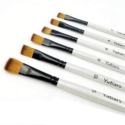 6-Piece Set Of Pearl White Handle Nylon Dual-Color Paintbrush - MultiFunctional Art Painting Kit.