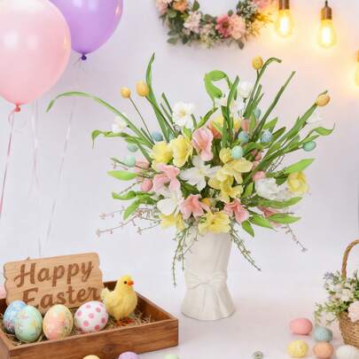 复活节人造花束 - 彩蛋/郁金香/胡萝卜家居装饰