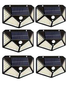 1pc 100 LED Solar Lights, Outdoor Waterproof, Motion Sensor Flood Lights With Remote Control, 3 Modes, Solar Powered, Suitable For Patio, Garage, Backyard, Garden Wall - Black - View 14