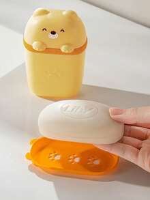 1个熊形皂碟，沥水设计保持肥皂干燥清洁，适用于标准尺寸肥皂，可放置于浴室台面、厨房水槽，或装入旅行包中方便出差携带。 - 彩色 - 查看 4