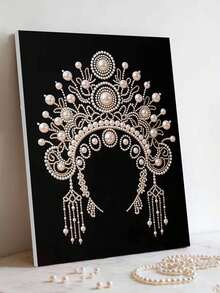 一套DIY手工珍珠画 - 手工自粘珍珠 - 优雅艺术图案珍珠钻石画套装，DIY特制自粘珍珠钻石局部钻石画马赛克工艺品，适合家居墙面装饰艺术，不含画框 - 彩色 - 查看 1