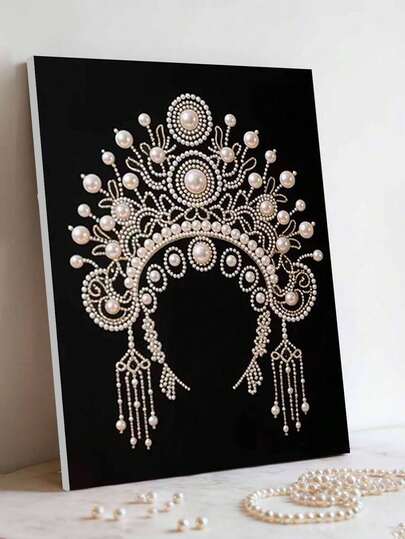 一套DIY手工珍珠画 - 手工自粘珍珠 - 优雅艺术图案珍珠钻石画套装，DIY特制自粘珍珠钻石局部钻石画马赛克工艺品，适合家居墙面装饰艺术，不含画框