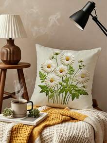 1 chiếc vỏ gối trang trí họa tiết hoa xanh cổ điển - Thiết kế in một mặt giả thêu tinh tế, nhiều kích cỡ, vỏ gối trang trí nhà cửa, ghế sofa, hiên nhà, phòng ngủ và phòng khách (không bao gồm ruột gối), vỏ gối ngoài trời, chất liệu dệt trang trí nhà cửa thanh lịch, vỏ gối trang trí - không thêu - Nhiều màu - Xem 3