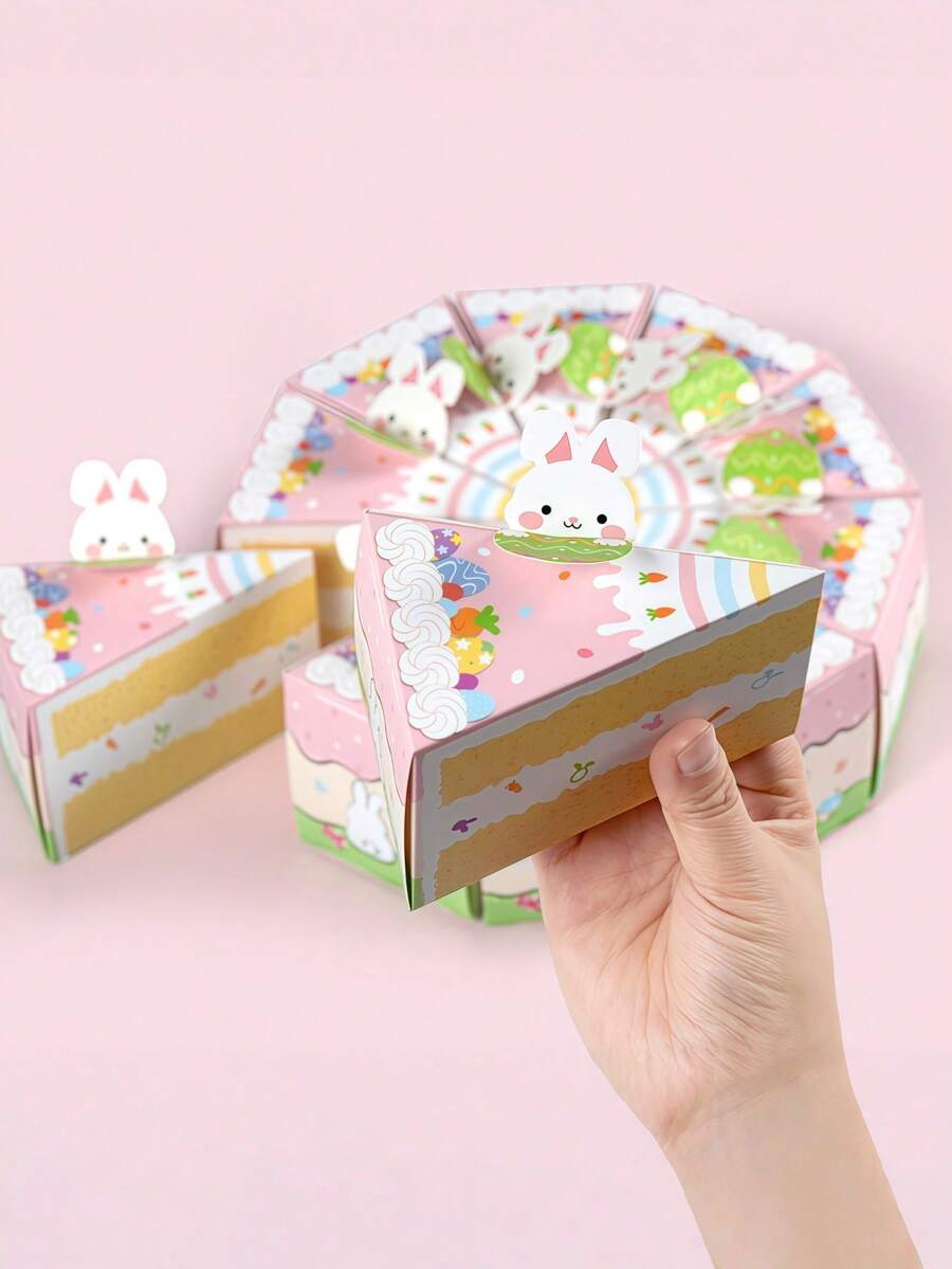 20pcs/Set Cake Shape Box, Easter Gift Box, Rabbit Paper Box, Triangle Packaging Box, Party Favors, Easter Birthday Party Decoration, Party Supplies