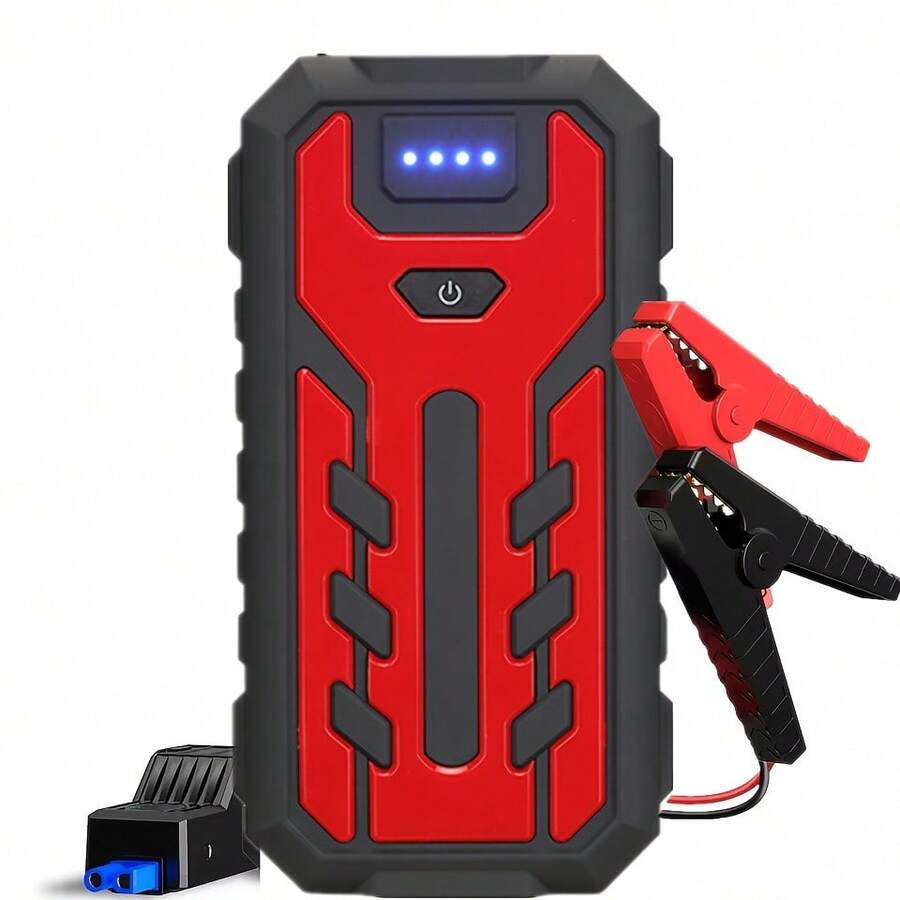 Jump Starter, Air Compressor, Portable Car Battery Booster, Outdoor Emergency Power Starter, Auto Parts, Digital Display And Flashlight Lighting - Car Jump Starter 02 - View 1