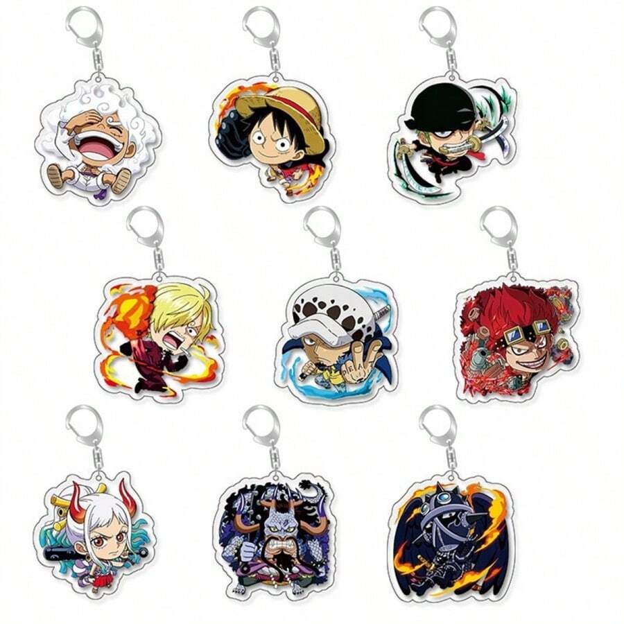ONE PIECE 1pc/4pcs Cute Double-Sided Acrylic Keychain Roronoa Zoro Trafalgar Law Pendant, Suitable For Car Rearview Mirror, Backpack, Handbag, Keys, Cosplay Party Decor, Fan Gift, Holiday Birthday Collection, Y2K Style High-Quality Acrylic - Multicolor - View 1