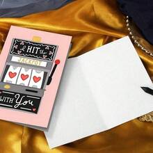 1pc Funny Valentine's Day Card For Husband, "I Hit The Jackpot With You" Love Greeting Card From Wife, Cute Slot Machine Heart Design, High-Quality Paper With Envelope, 4.7*6.7 In - 玫瑰紅 - 查看 7