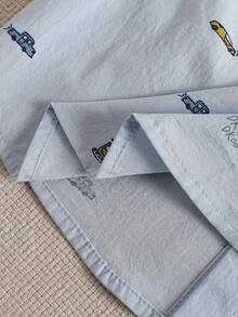 Young BoyTrendy Car Print Shirt, Autumn - Baby Blue - View 6