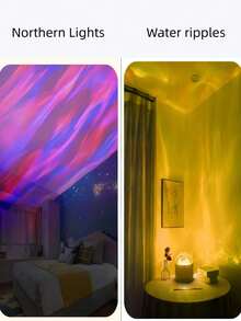 1pc Aurora & Wave Projection Lamp - 16 Colors RGB LED Mood Light With Remote Control, USB Powered, Northern Lights & Ocean Wave Night Light For Bedroom, Party Decor And Meditation | Perfect Gift - Multicolor - View 11