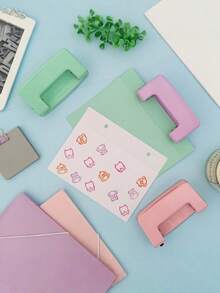 1pc Manual Hole Punch - Portable Hole Puncher With Punching Die, Suitable For Binding Loose-Leaf Files, Organizing Binders - No Battery Required, Applicable For Office, Student, DIY, Office - For Paper, Cardboard (Manual Hole Punch) - No Power Supply Needed - Multicolor - View 8