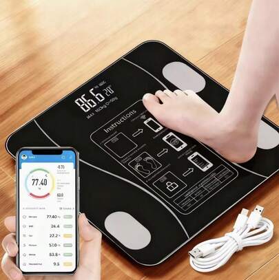 Smart Body Fat Scale, Bathroom Scale With LED Display,Smart Phone Application, That Can Be Connected To A Mobile Digital Bathroom Scale To Display BMI, Body Fat, Muscle Mass, And Weight Scale,For Home, Bathroom, Dormitory Use Of Electronic Body Fat Scale