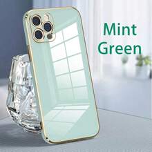 钥匙扣/挂绳 1 件装【日常必备】粉紫色电镀手机壳，兼容 Apple Air 17/17 Pro/17 Pro Max | 金色边框镜头框 + 机身边框 + 硅胶挂绳 | 简约风格 | 防刮 | 防震，兼容 Apple 16/15/14/13/12/11/8/7/Pro/Pro Max/Plus、S8-S25/FE/Plus/Ultra、Redmi 手机 - Apple 13 阅读器、Apple 16 阅读器 - 节日礼物、生日礼物、S26、OPPO、MOTO、REDMI、NOTE、INFINIX - 薄荷綠 - 查看 5