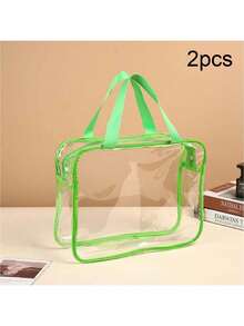 Bộ 2 túi đựng đồ chơi trẻ em trong suốt có khóa kéo và nhãn dán, được làm từ nhựa PVC trong suốt, có thể tái sử dụng, thích hợp để đựng trò chơi cờ bàn, khối xếp hình, ghép hình và đồ chơi, lý tưởng để cất giữ đồ dùng trong phòng trẻ. - Nhiều màu - Xem 15