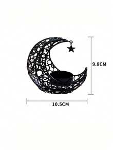 新月形烛台，伊斯兰风格锻铁空心烛台装饰，阿拉伯风格桌面烛台，奢华浪漫婚礼装饰，桌面装饰，空心香炉，家居装饰，手工艺品，烛台 - 彩色 - 查看 15