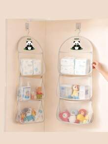 1个熊猫主题尼龙悬挂式收纳袋，适用于内衣和袜子 - 透气网布，可壁挂或门挂，多隔层设计，是卧室、浴室和厨房的理想之选，便携式衣柜袜子内衣悬挂式收纳网袋 - 彩色 - 查看 17