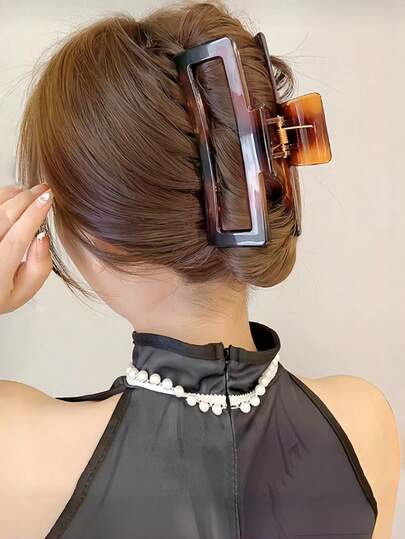 1个女士方形鲨鱼爪发夹，大号，优雅设计，适合女性