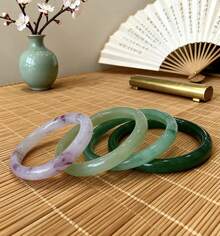 Elegant Style Jade Bangle - Exquisite Box Included - Choice Gifting Fine Jade Bangles - 藍色 - 查看 1