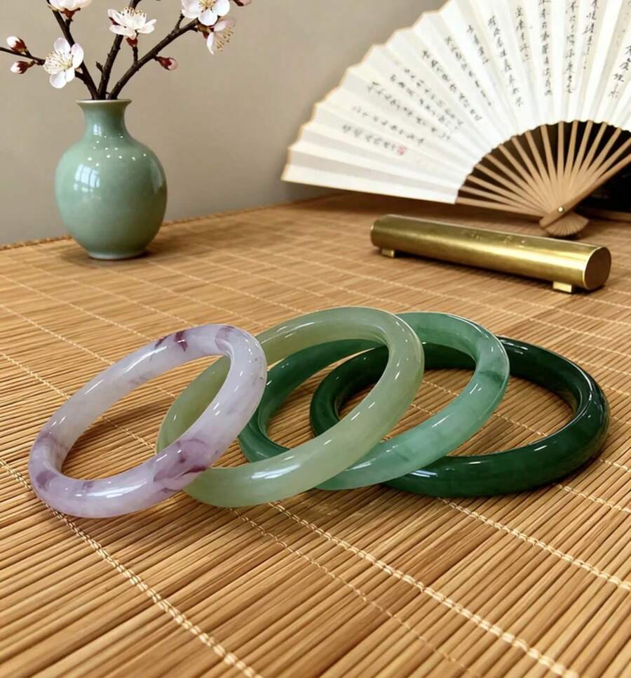 Elegant Style Jade Bangle - Exquisite Box Included - Choice Gifting Fine Jade Bangles - 藍色 - 查看 1