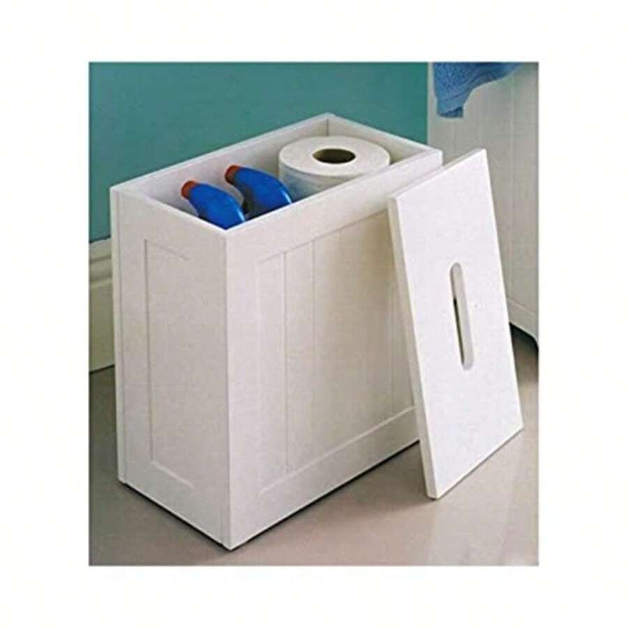 Maine White Bathroom Storage Unit Toilet Cleaning Tidy Box - White - View 1
