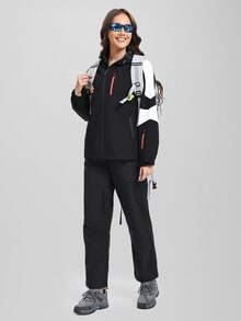 CZRLHYT Women'S Waterproof Outdoor Hiking Cargo Pants Loose-Fit Straight-Leg Softshell Trousers Windproof Umbrella Pants For Trekking Camping Jogging Casual Wear Tights - Black - View 2