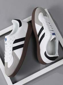 男士多功能运动鞋，包括训练鞋、休闲鞋、系带平底鞋、学生运动鞋、室内健身鞋 - 白色 - 查看 2