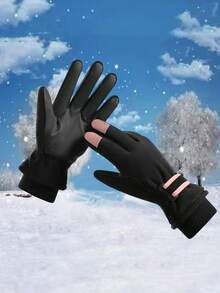 1 para damskich rękawiczek do jazdy na nartach na świeżym powietrzu, snowboardzie, kolarstwie, sportach, antypoślizgowych, wiatroszczelnych, ciepłych, z ekranem dotykowym, zimowych, ogrzewających dłonie, zimowych rękawiczek, rękawiczek narciarskich, rękawiczek śnieżnych - Wielokolorowe - Zobacz 5