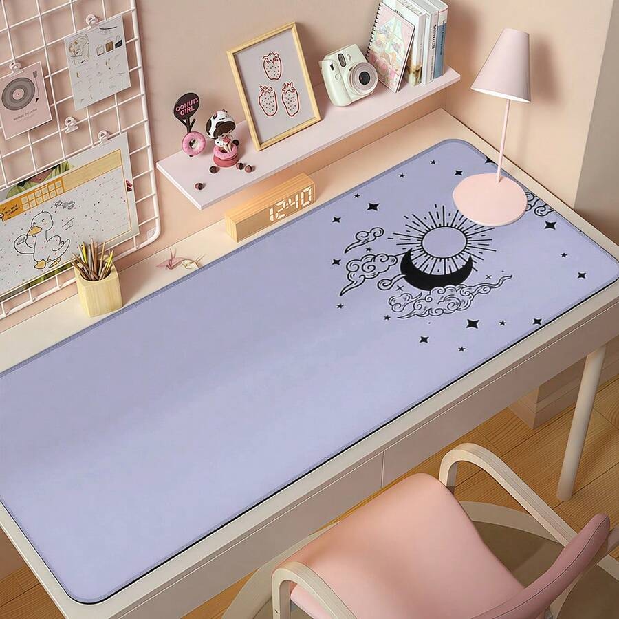 1pc Mysterious Astrology Sun & Moon Clouds Mouse Pad, Minimalist Starry Sky Design Desk Mat, Large Non-Slip Office & Gaming Keyboard Pad - Rectangle - View 1