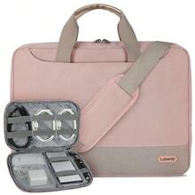 NEWHEY Laptop Briefcase 14-17.3 Inches For Men And Women, Laptop Portfolio For Women, Waterproof Oxford Fabric, Compatible With 14-15.6 And 17-17.3" Air/Pro/, Grey And Pink - Multicolor - View 3