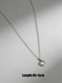 1pc Thick Titanium Steel Heart Pendant Necklace - Heart - View 4